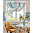 thumbnail image 3 of Waterfall Valances for Windows, Coastal Beach Kitchen Sheer Valance Curtains, Nautical Ocean Blue Beige Seaside Rod Pocket Elegant Swag Valances for Living Room Bedroom, 47.2"x38.5", 1 Panel, 3 of 8