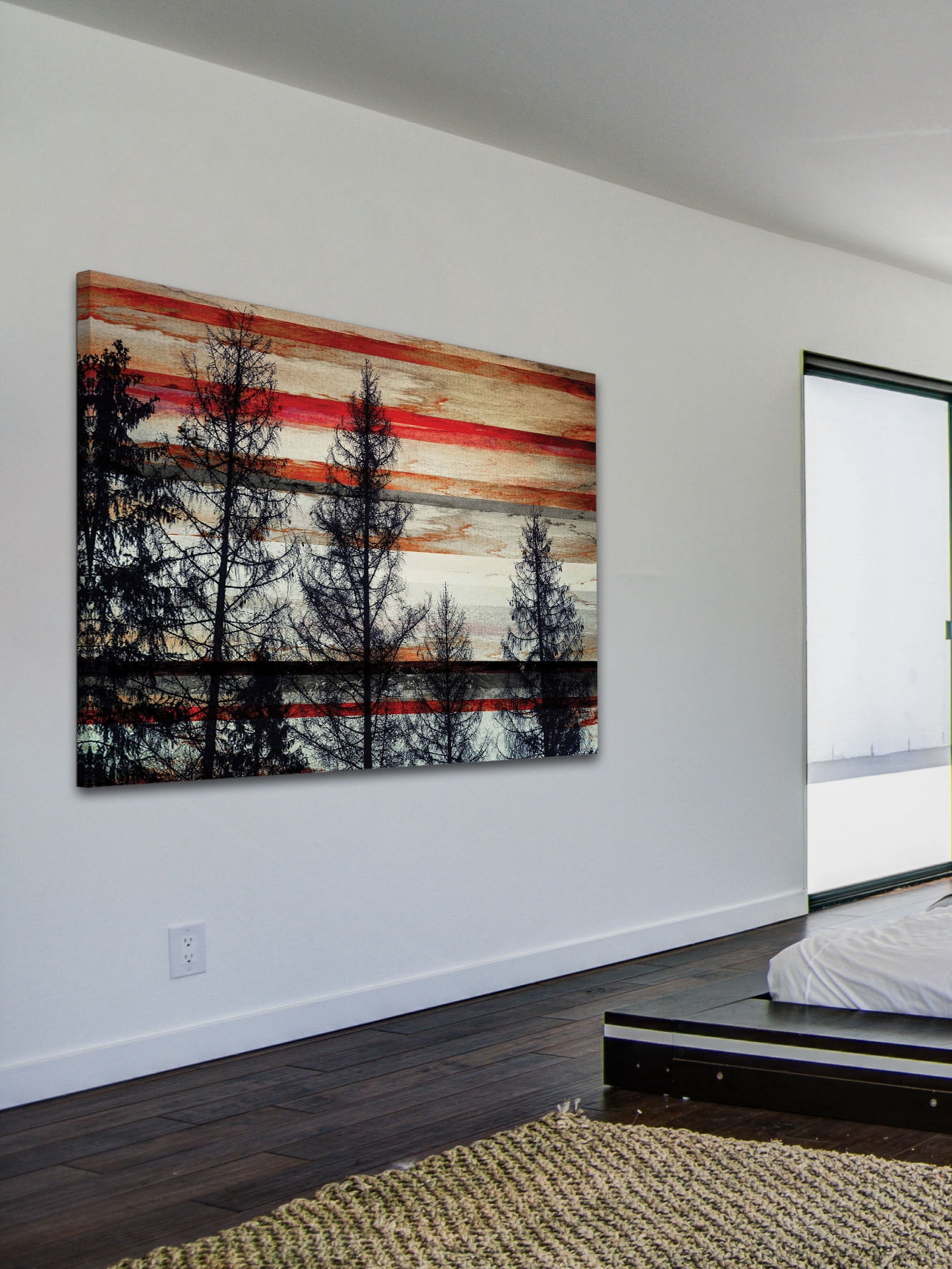 Parvez Taj "trees Against Red Striped Sk