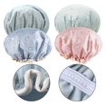 thumbnail image 4 of Waterproof Shower Cap Print Double Layer Elastic Shower Hair Cover Reusable, 4 of 4