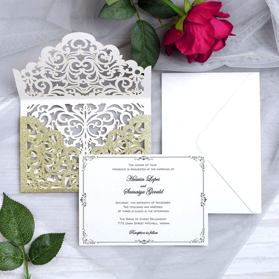 20sets Laser Cut Wedding Invitation Cards with Envelopes for Wedding Quinceañera Birthday Engagement Bridal Shower Graduation Party