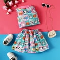 thumbnail image 4 of Esaierr Kids Toddler Girls Summer Dress Outfits 4-7years Old Baby Sleeveless Shirt Skirt Sets Cartoon Printed Button down Shirt Top + A-Line Skirt Set, 4 of 8