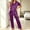 Purple, variant on NominalSnug Satin Pajamas Sets for Women Short Sleeve Button down Sleepwear Wide Leg Pants Loungewear