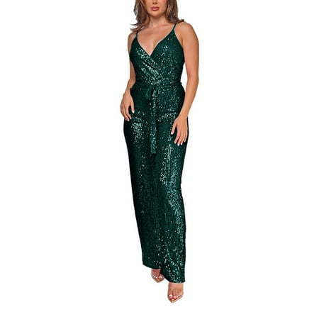 Blphud Women s Romper Tight Romper High Waisted Mini Shorts Made Of Lace Fabric with Sparkling Sequins Belt for Stylish and Hot Lingerie: for Bed Or Dress Up Long Jumpsuit Green S