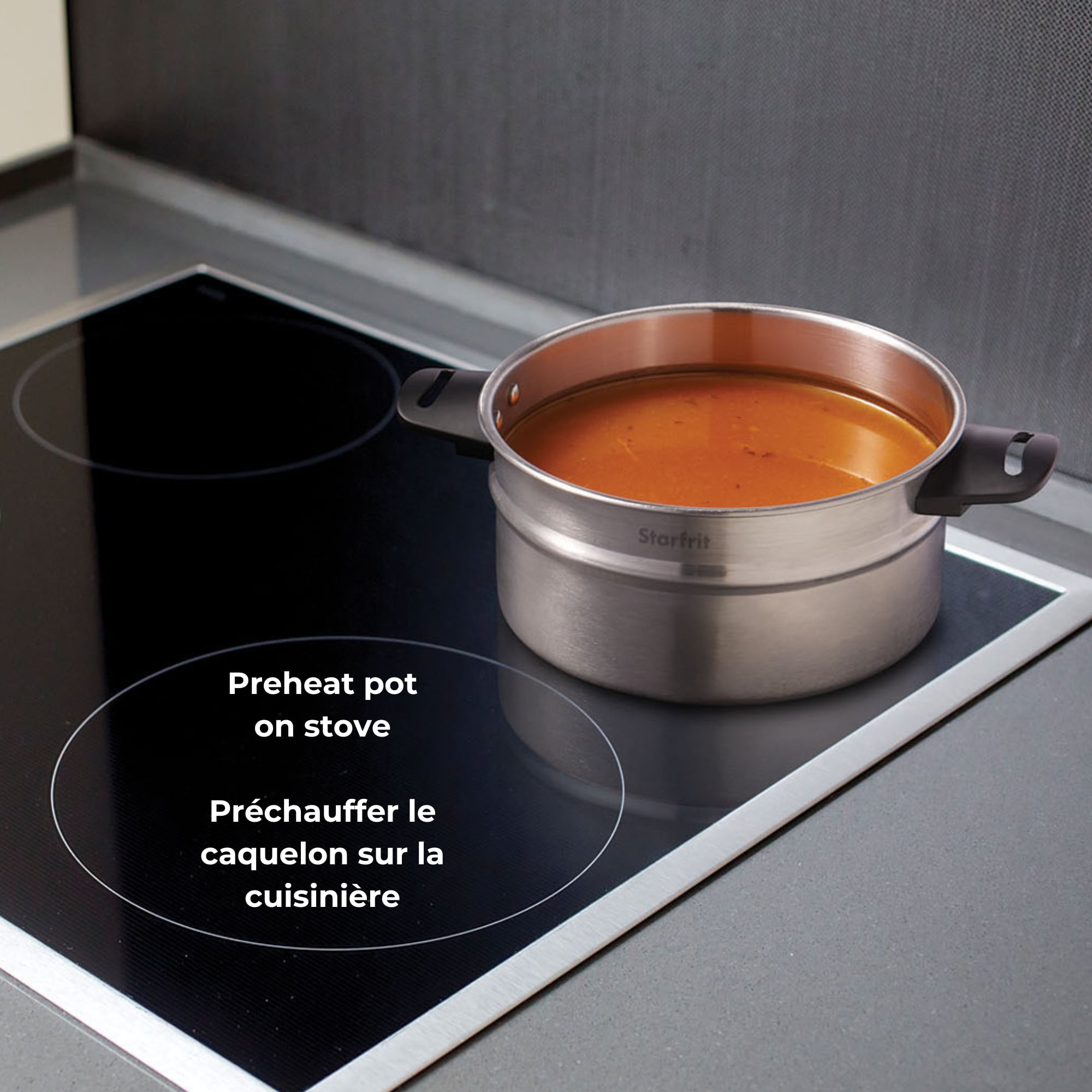 Starfrit Fondue 3-in-1 Set with Magnetic Fork Guide, Safety Burner, 19 Pieces, 1.6L Stainless Steel Pot, Perfect for Meat, Cheese & Chocolate Fondues, Induction Ready