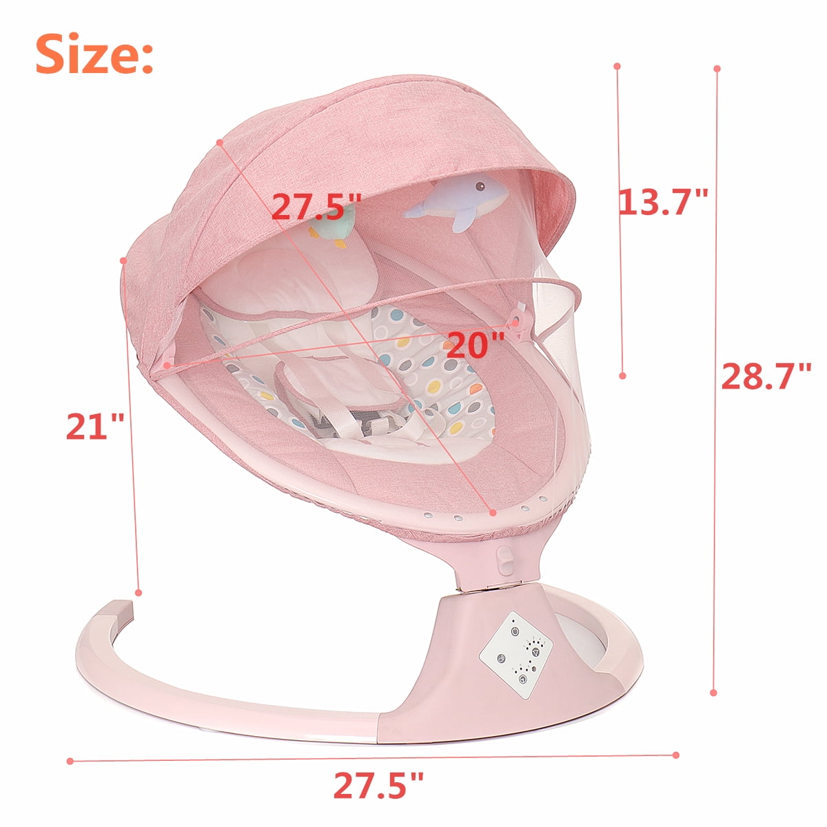 Pink Automatic Portable Baby Rocker Swing Chair with Music WBPINE Baby Swing Cradle 