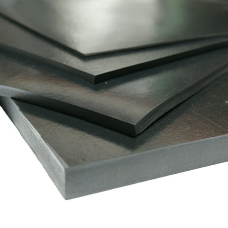 Rubber-Cal Neoprene Sheet - 60A Durometer - Smooth Finish - No Backing, 0.375" Thick x 4" Width x 36" Length - Black