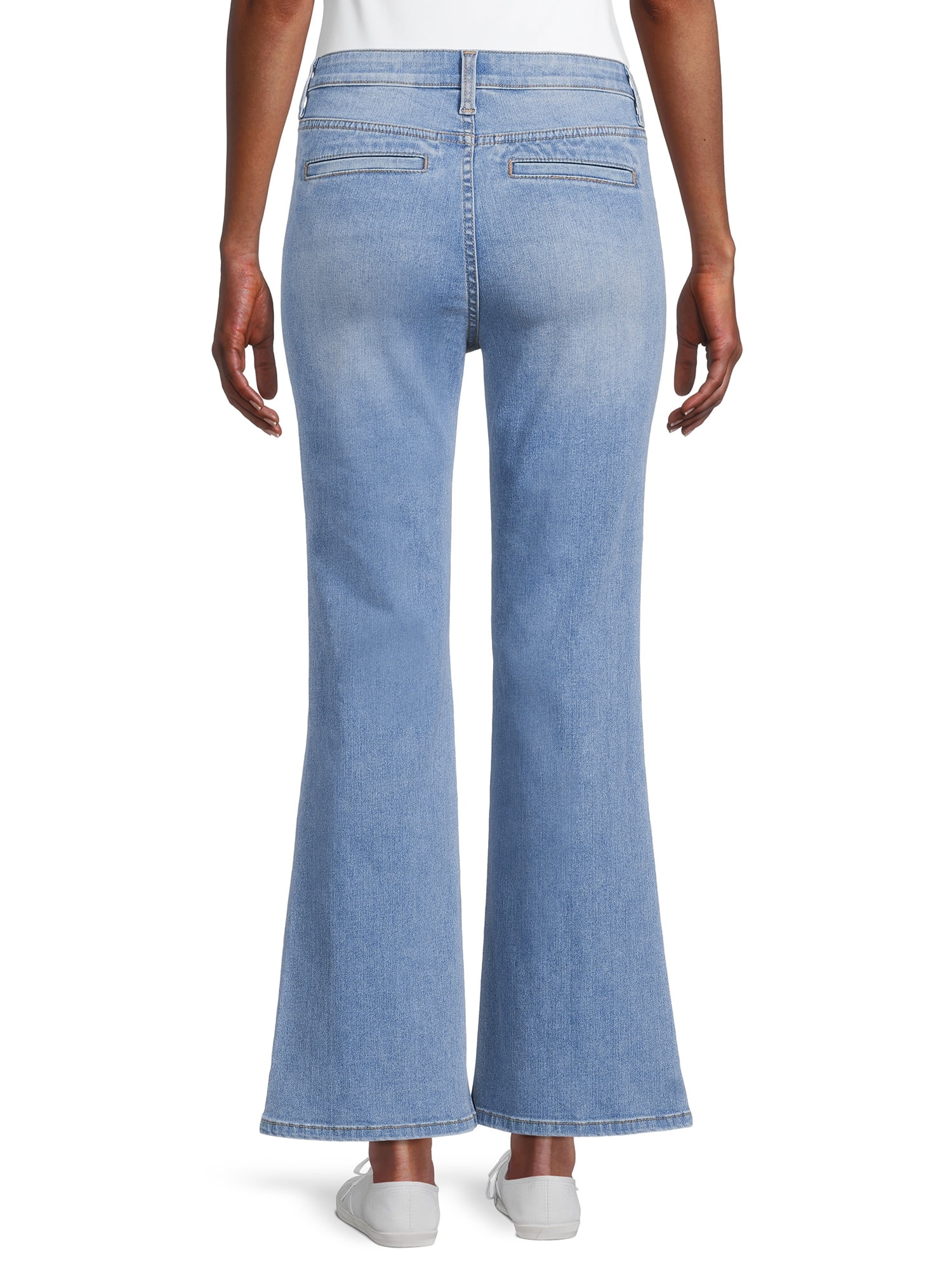 Time and Tru Women's Patch Pocket Flare Jeans