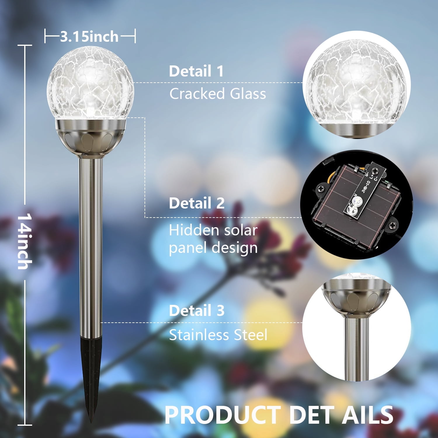 TiokMc 4 Pack Solar Garden Lights Outdoor, Color-Changing Crackle Glass Globe Lights, IP65 Waterproof LED Pathway Lighting with Auto On/Off, for Lawn Patio Yard Decor