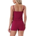 thumbnail image 3 of INSPIRE CHIC Womens Pajamas Ribbed Knit Lace Trim Camisole Sleeveless Tank Top with Shorts Sleepwear Lounge Sets M Red, 3 of 6