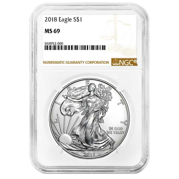 2018 $1 American Silver Eagle NGC MS69 Brown Label