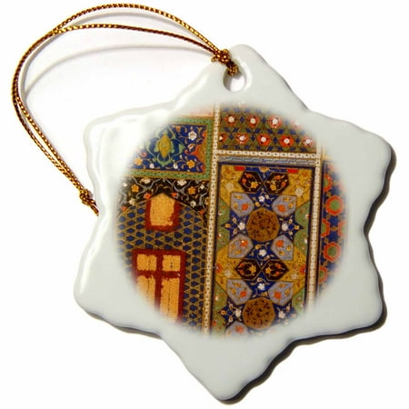 3dRose Arabian style multicolor abstract pattern colorful Turkish Moroccan Islamic Islam Muslim vintage art, Snowflake Ornament, Porcelain, 3-inch