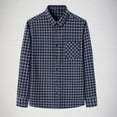 thumbnail image 2 of Flannel Shirts for Men Long Sleeve Slim Fit Button Up Plaid Shirt Brushed Soft Outdoor Shirts Navy 3XL, 2 of 6