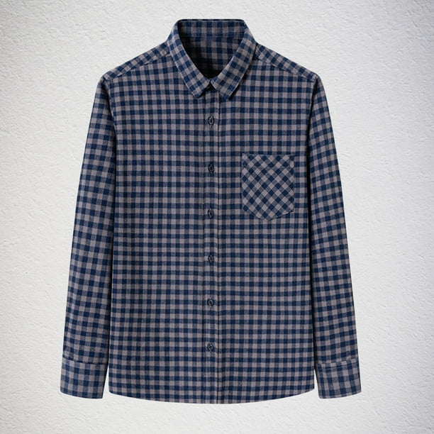 Blusa y camisa de manga larga con cuello vuelto para hombre, estampada, informal, formal, con solapa, de poliéster