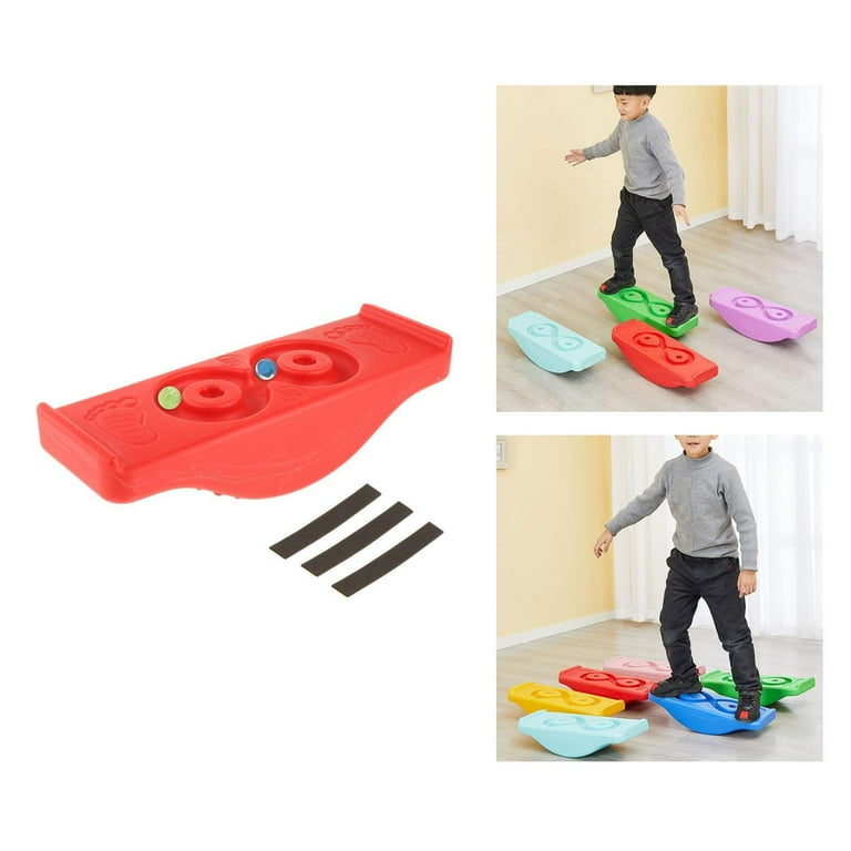 Wobble Balance Board Kids Rocker Board Toy with Strips Red