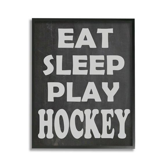 Stupell Industries Eat Sleep Play Hockey Sports Painting Black Framed Art Print Wall Art, 11 x 14