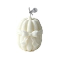 thumbnail image 2 of Bow Pumpkin Shaped Soy Wax Scented Candle, Elegant Floral Embossed Fall Candle, Farmhouse Halloween Tabletop Home Decor & Holiday Gift B, 2 of 5