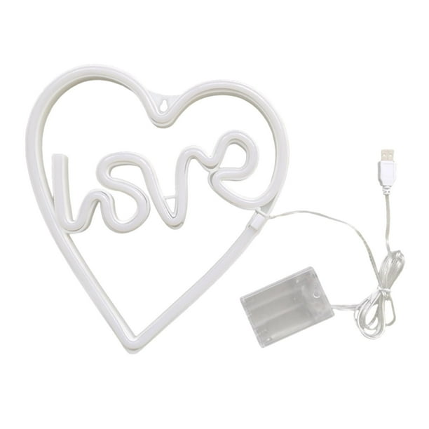Letrero de neón con forma de corazón para decoración de pared, con iluminación USB o batería Corazón amarillo cálido