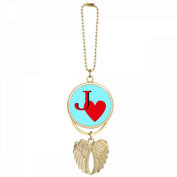 Love Jack Heart J Poker Car Keychain Angel Wing Pendant
