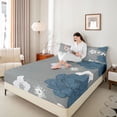 thumbnail image 4 of Manfei Retro Rustic Flowers Twin Sheet Sets,Vinatge Aesthetic Art Twin Fitted Sheet,Deepblue Gray Flat Sheet For Men Women,Microfiber Bedroom Decor,3-Piece, 4 of 7