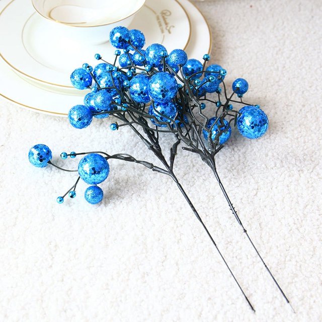 La navidad Berry Recoge Conjunto de Navidad artificial Purpurina Bayas Tallos para Árbol de Navidad, la Corona Guirnalda Decoración de Fiestas y Decoración para el Hogar