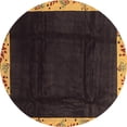thumbnail image 1 of Ahgly Company Indoor Round Oriental Brown Asian Inspired Area Rugs, 7' Round, 1 of 4