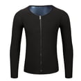 thumbnail image 5 of WMTBSRSW Sauna Suit for Men Long Sleeve Sauna Shirt Zipper Sweat Tops for Gym Workout Fitness Exercise Blue Small, 5 of 7