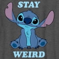 thumbnail image 2 of Boy's Lilo & Stitch Stay Weird Cute Stitch  Graphic Tee Charcoal Heather Large, 2 of 5
