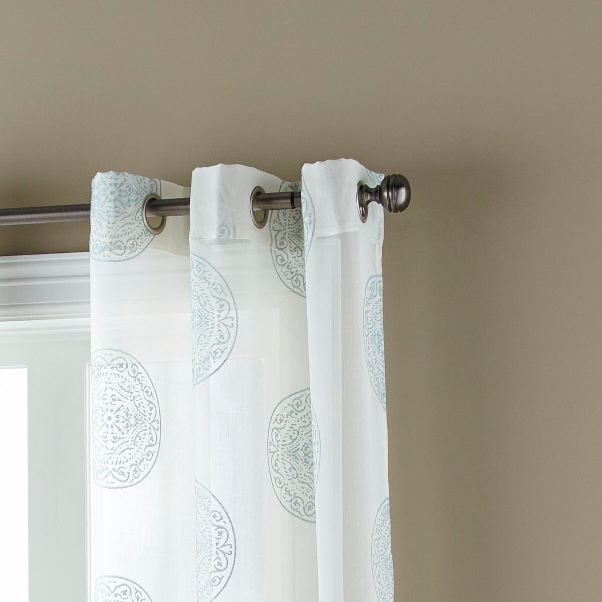 Nanshing Mya Window Sheer Curtain Panels Set of Two with Grommet Top, Ivory, 37 x 84"