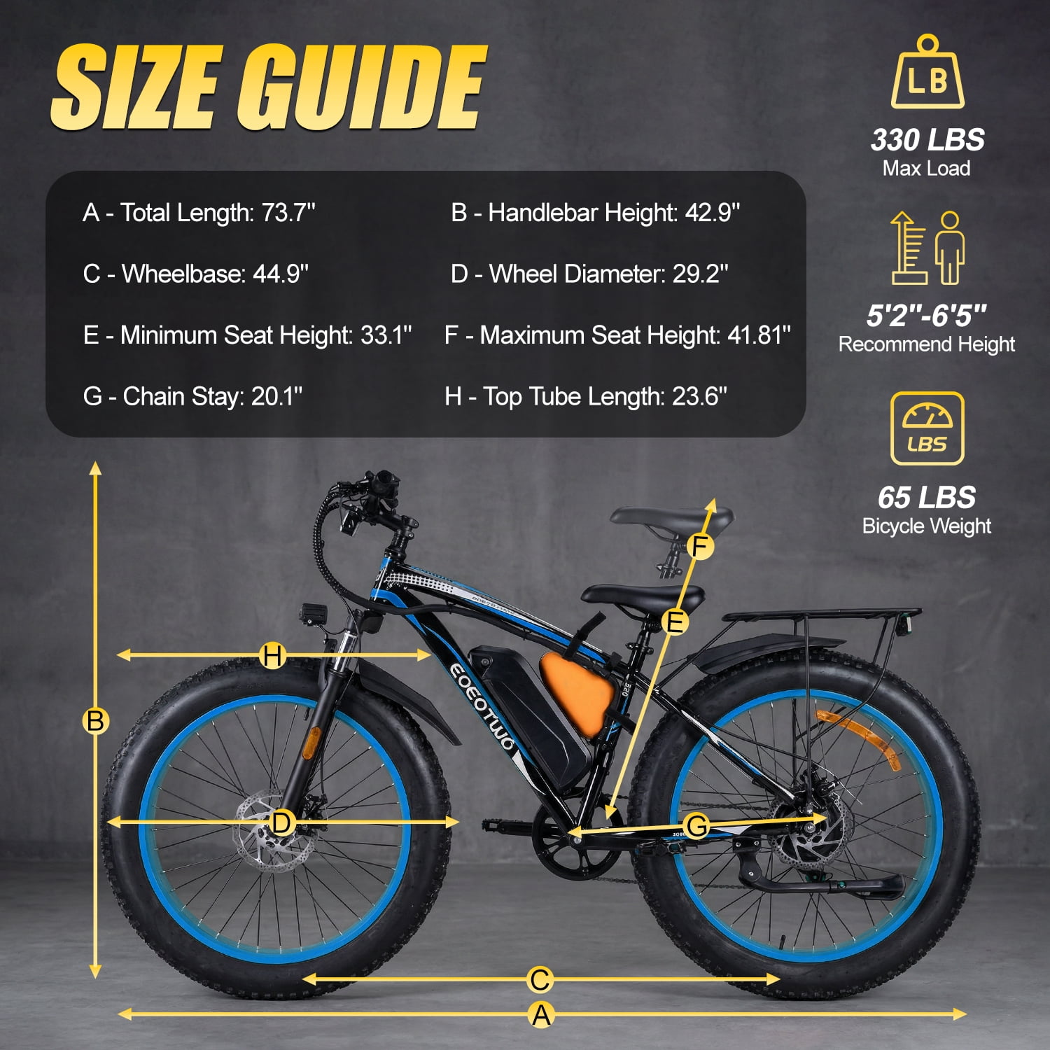 26" Fat Tire Electric Mountain Bike, 1500W Peak Motor, 30MPH Max Speed, 48V 20Ah Long-Range Battery Up to 80 Miles, 7-Speed, Front Suspension, Rear Rack, All-Terrain E-Bike