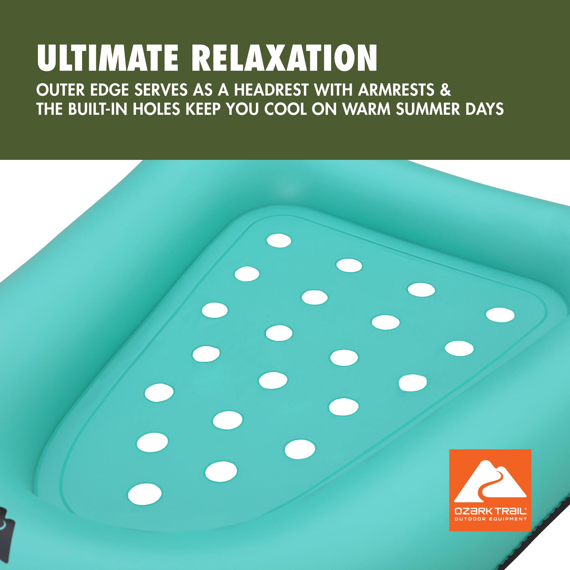(4 pack) Ozark Trail Easy Float Inflatable Lounge, Teal