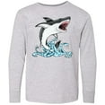 thumbnail image 3 of Inktastic Great White Shark Jumping Long Sleeve Youth T-Shirt, 3 of 5