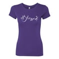 thumbnail image 2 of Wild Bobby, Blessed Inspirational Quote Heart Love, Inspirational/Christian, Women Slim Fit Junior Tee, Purple Rush, Medium, 2 of 3