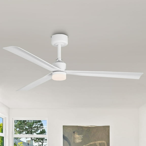 Parrot Uncle Modern 50" White 3-Blade Propeller Ceiling Fan with Dimmable LED Light and Remote Control