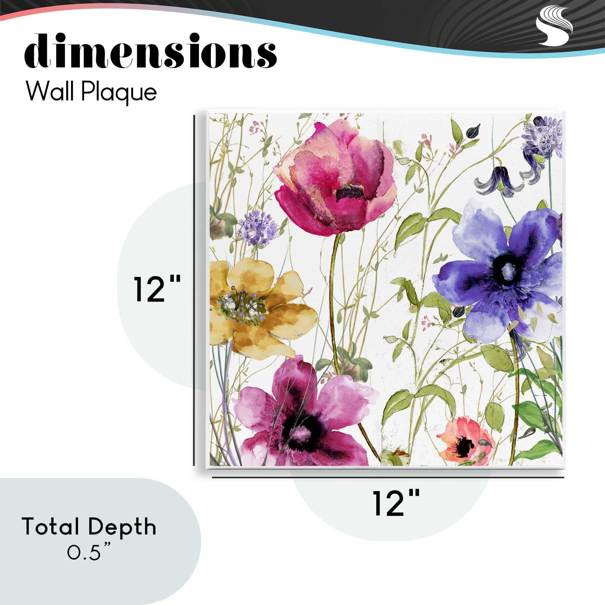 Botanical Spring Garden Blooms Wall Plaque Art, design by Sasha