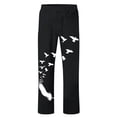thumbnail image 5 of FASHIONWT Men Plus Size Bird Print Trousers Waist Drawstring Trousers Splicing Pocket Trousers Casual Full Length Trousers, 5 of 6