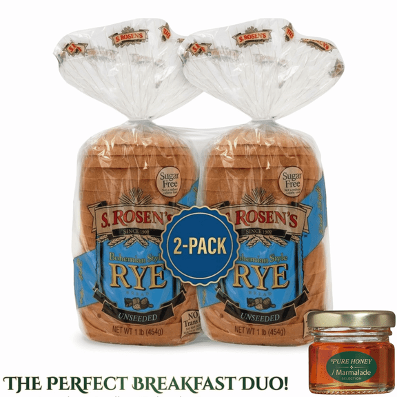 S. Rosen's Rye Bread Bohemian Style Unseeded Sugar Free 2-Pack 1 lb (454g)