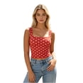 thumbnail image 2 of LEKWK Tank Tops for Women Trendy Square Neck Polka Dots Tight T Shirts Sleeveless Slim Fit Basic Crop Tops Summer Fashion Going Out Y2K Outfit, 2 of 6