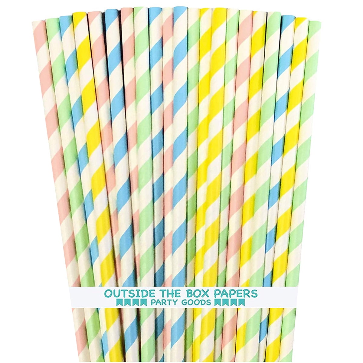 100 Pastel Stripe Paper Straws