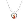 thumbnail image 2 of Delight Jewelry Silvertone Orange Ribbon Gymnastics Ring Charm Necklace, 18", 2 of 4