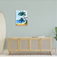 thumbnail image 2 of Tropical Beach Palms Birds Flying Coastal Painting Gray Framed Art Print Wall Art, 2 of 7