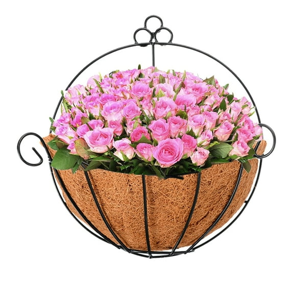 Visland Hanging Flower Baskets with Coconut Liner, Outdoor Hanging Plant Holder Decor Flower Pots Hanger Garden Decoration Indoor Watering Hanging Baskets