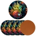 thumbnail image 2 of Sea Slug Round Coasters 6PCS Set in Microfiber Leather, 11x11 cm/4.3x4.3 in, & Stylish Drink Mats for Table, 2 of 6