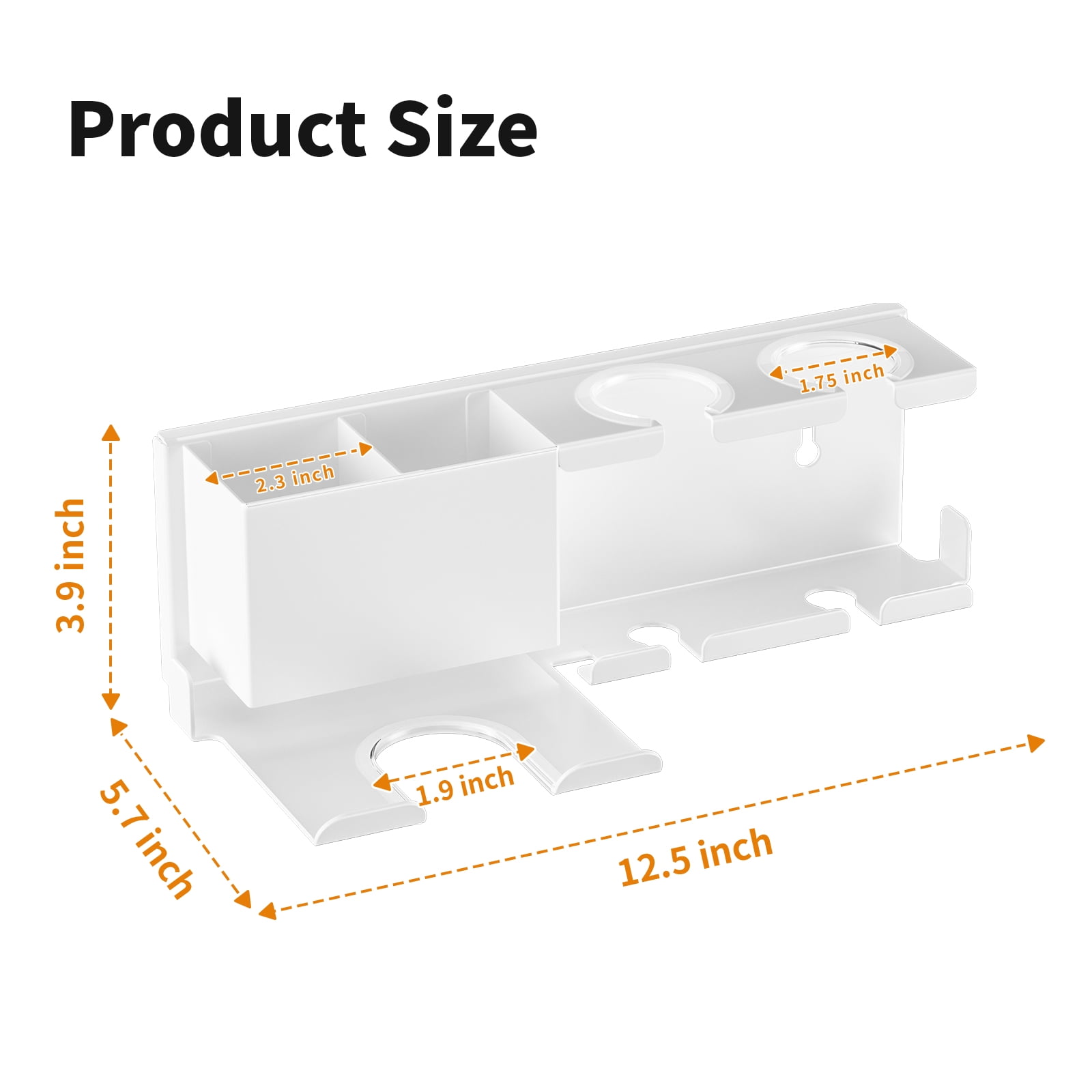 BOIVSHI Hair Dryer Holder Wall Mounted,Blow Dryer Holder for Bathroom, Metal Hair Dryer Rack, Muti-Function Hair Tool Organizer(White)