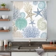 thumbnail image 4 of Marine Life Sheer Curtains 45 Inches Long, Summer Coastal Nautical Coral Conch Seashells Light Filering Curtains, Breathable Simi Curtain Privacy Drapes for Kitchen Bathroom Small Window Treatment, 4 of 8