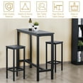 thumbnail image 6 of Gymax Counter Height Breakfast Bar Dining Table Stools Black, 3 Pieces, 6 of 9