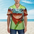 thumbnail image 2 of Fuzoiu Flying Frog On Branch Print Hawaiian Shirt for Men, Summer Beach Casual Short Sleeve Button Down Shirts, Men’s Beach Summer Shirts with Pocket,X-Large, 2 of 7