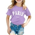 thumbnail image 1 of PMVFHDE Hauts Fille T-Shirts d'Été pour Fille T-Shirts 2025 T-Shirts Graphiques pour Fille T-Shirts d'Été Tendance pour Fille Coupe Ample Garçon et Fille Imprimé Col Rond T-Shirt à Manches Courtes Ample Violet, 2-3 Ans, 1 of 4