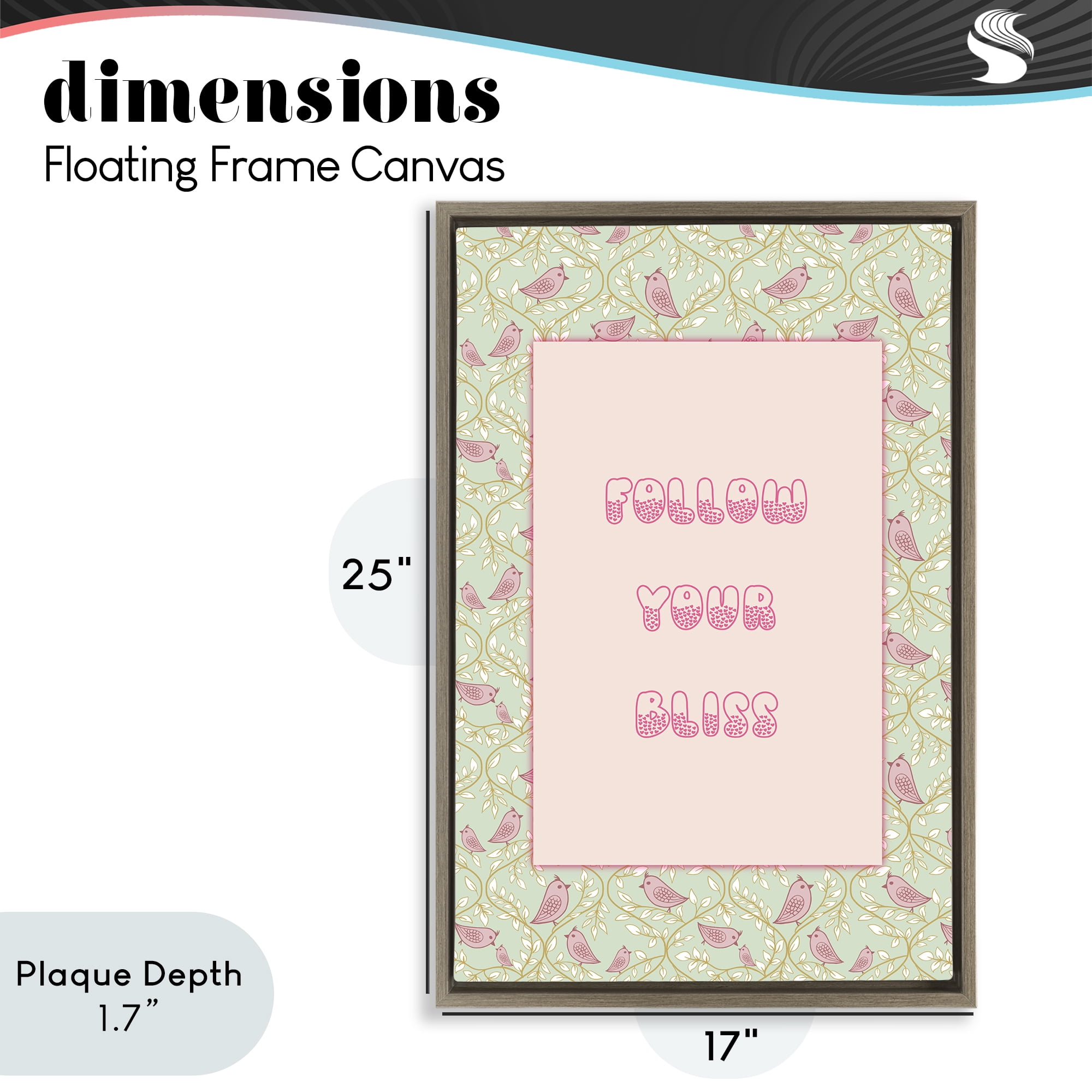 Stupell Industries Follow Your Bliss Brown Framed Floater Canvas Wall Art, design by Pooja Dave