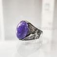 thumbnail image 3 of Charoite Mans Ring, Natural Purple Charoite Ring, Eagle, Oxidized Silver Jewelry, 925 Silver Ring, Birthday Gift, Heavy Mens Ring, Arabic Design, Ottoman Style Ring, Christmas, Turkey Mens Signet Ring, 3 of 8