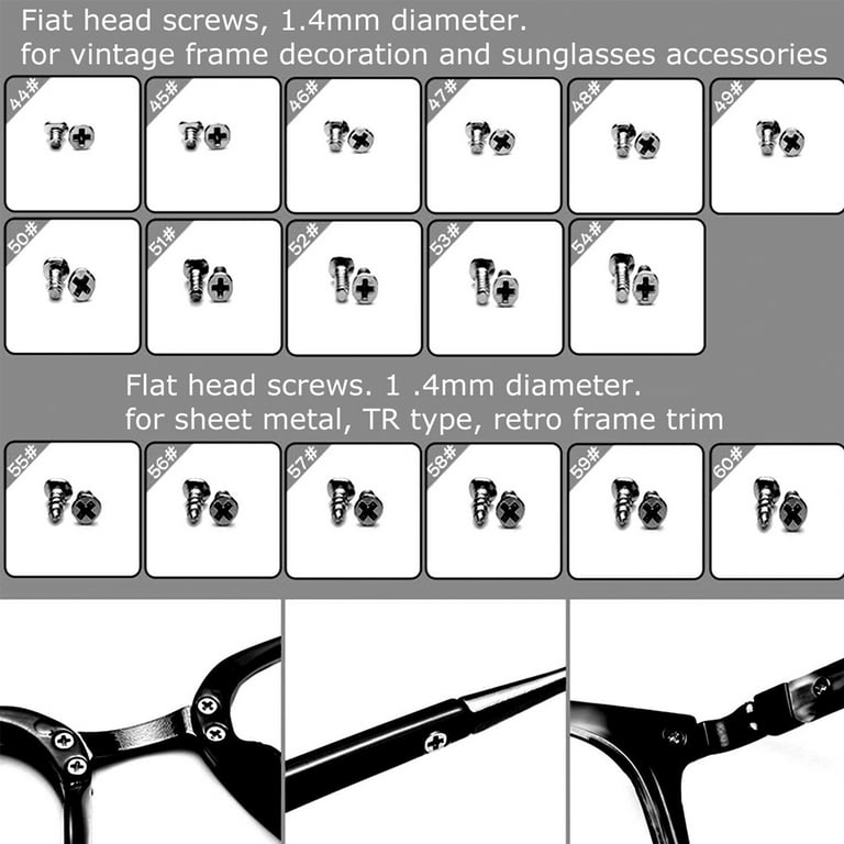 Kabuer Eyeglasses Repair Kit Glasses Repair Kit Stainless Steel Screws and  Nose Pads with Micro Screwdriver Tweezer for Watch